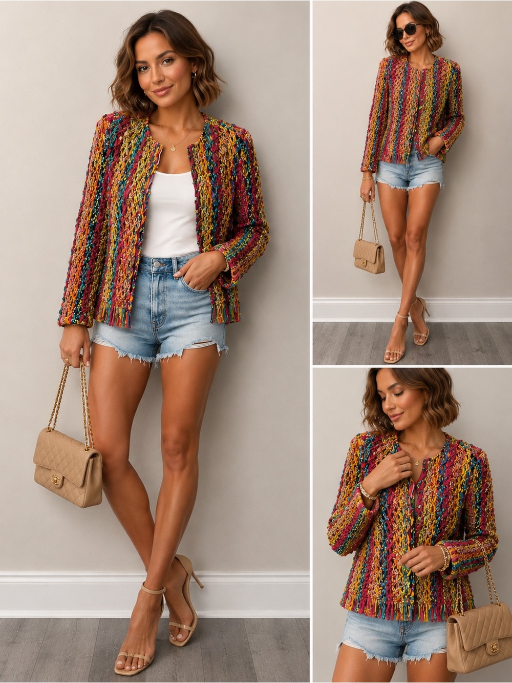JL Studio Multicolor Open-Weave Women's Jacket